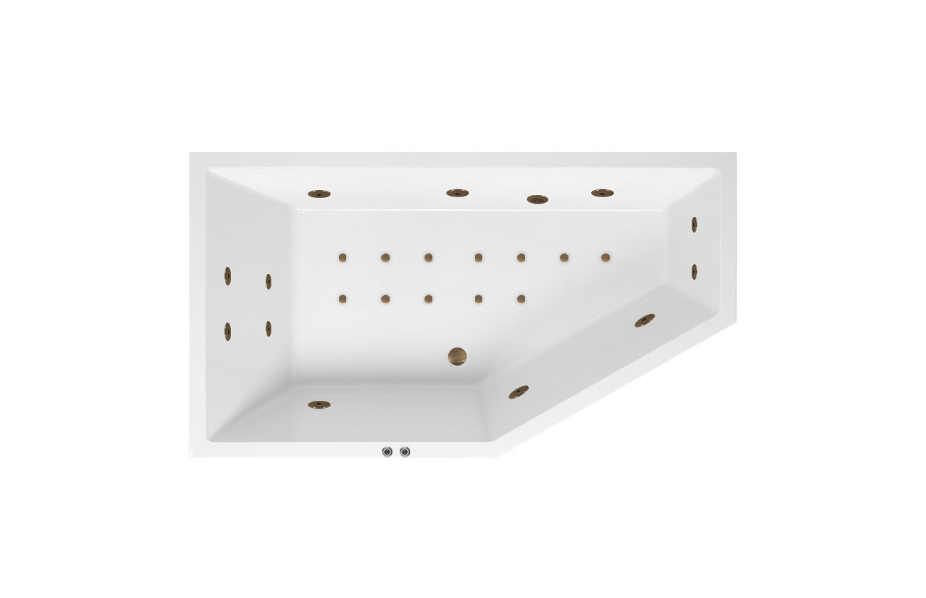 Lambini Designs Florence bubbelbad 160x90cm elektronisch links met 6 4 2 hydrojets en 12 aerojets rose goud