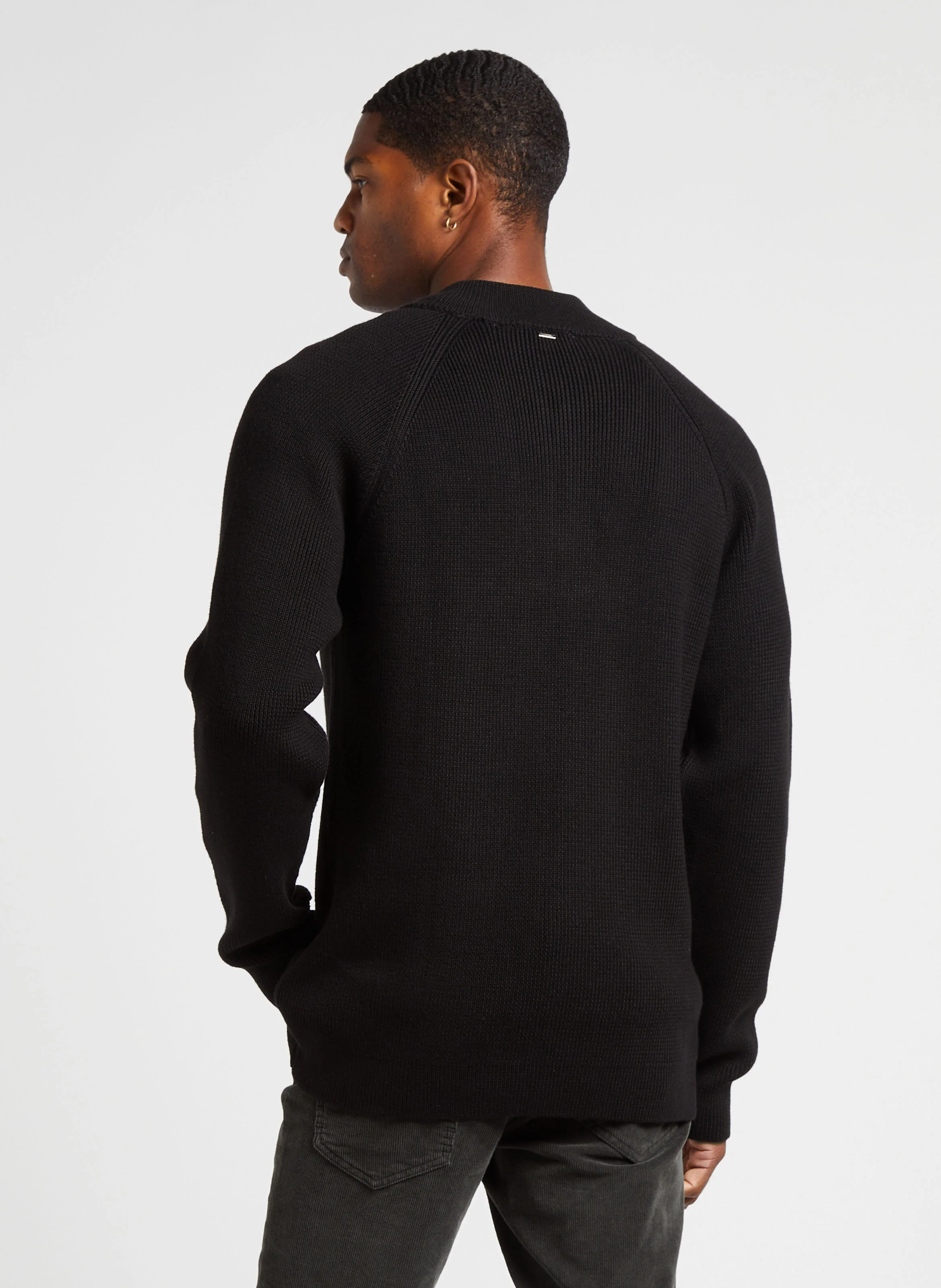 Pull col zippé en coton mélangé | Noir