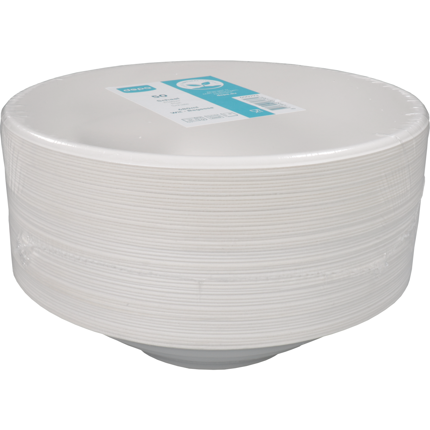 Depa Schaal, bagasse (suikerrietpulp), rond, 680ml, wit