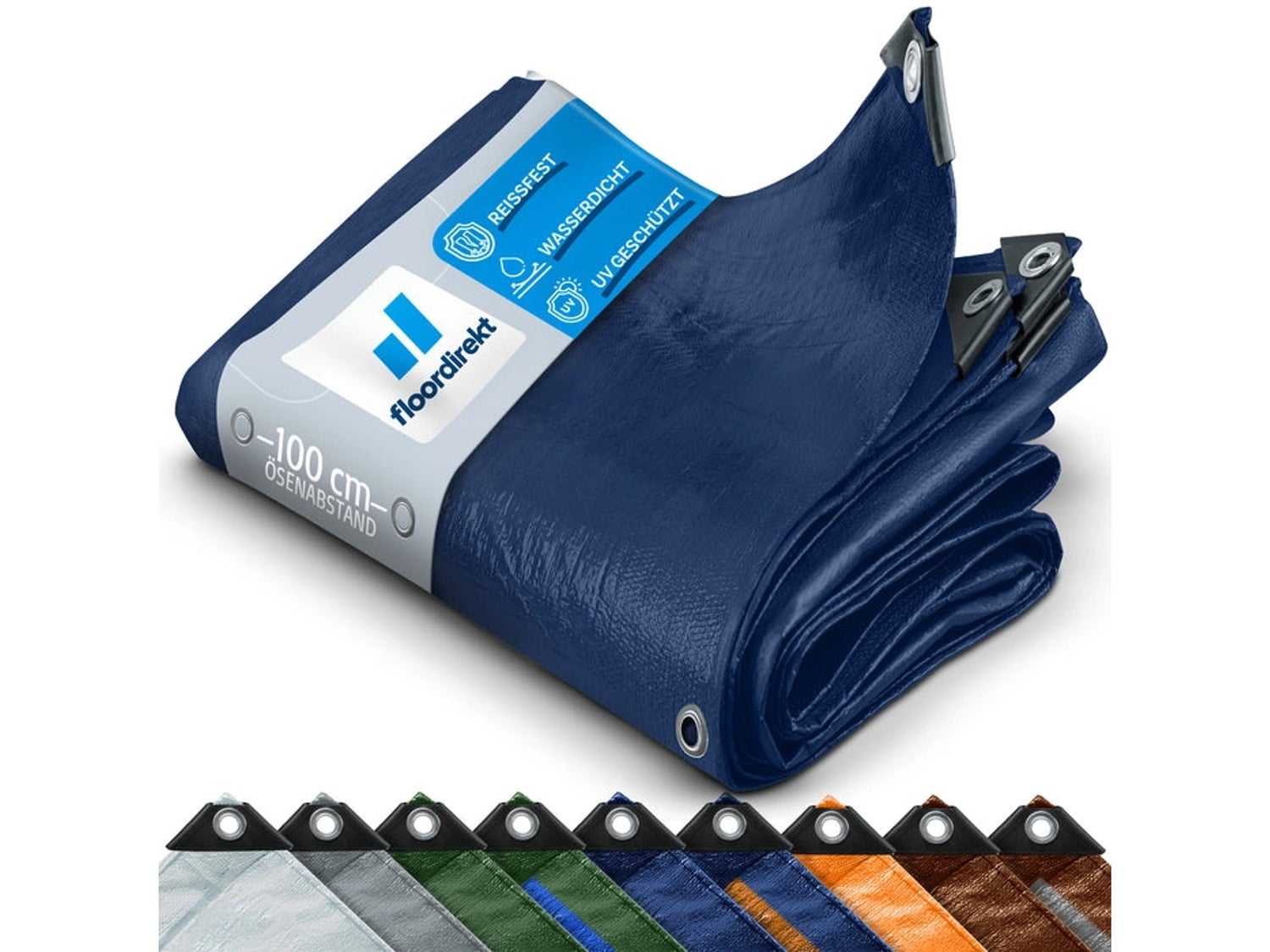 Waterdicht zeildoek met ogen, beschermhoes, 80 g/m², 1,5 x 6 m, blauw