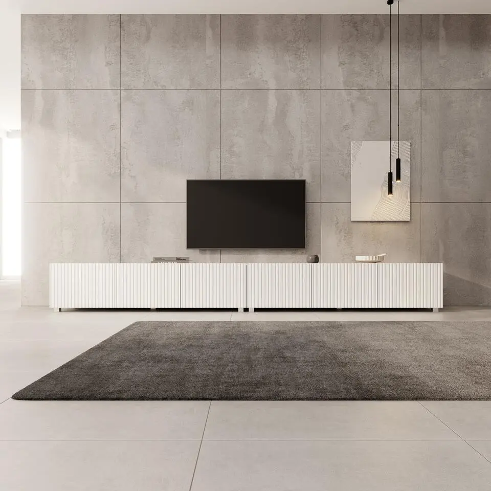 Meubella - TV-Meubel Kenderes - Wit - 300 cm