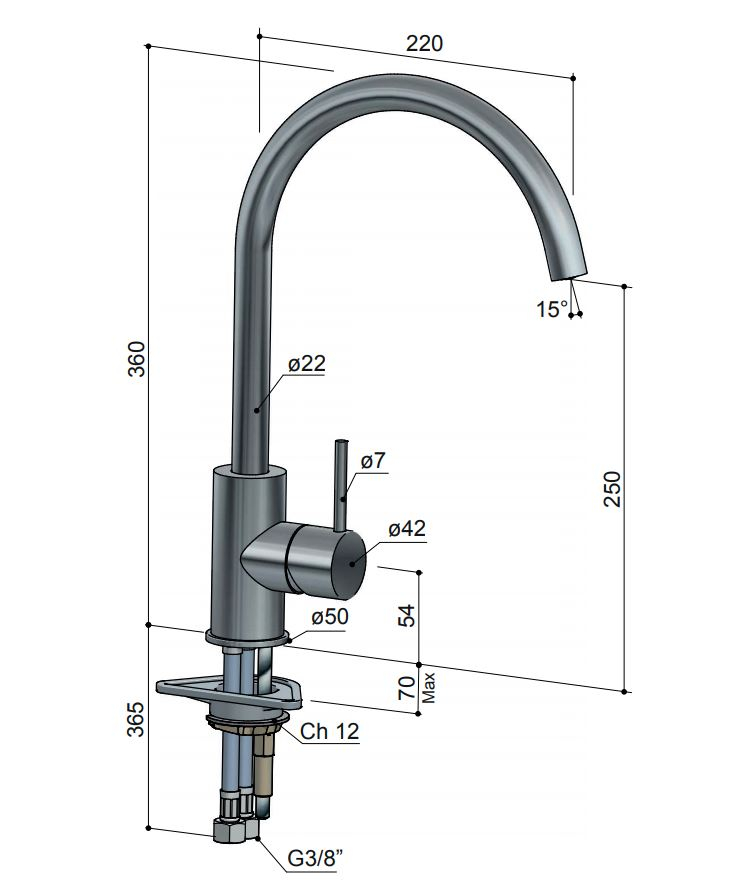 Hotbath Cobber Keukenmengkraan Draaibaar Verouderd Messing CB040