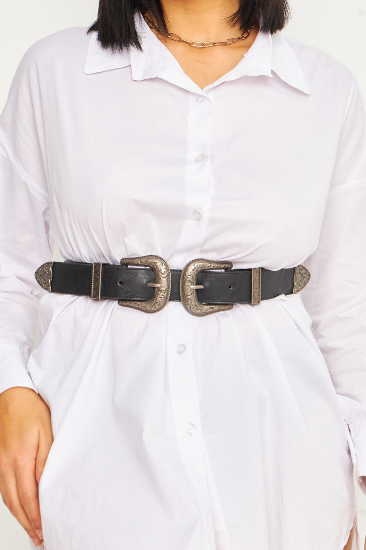 Ceinture noire avec double boucle