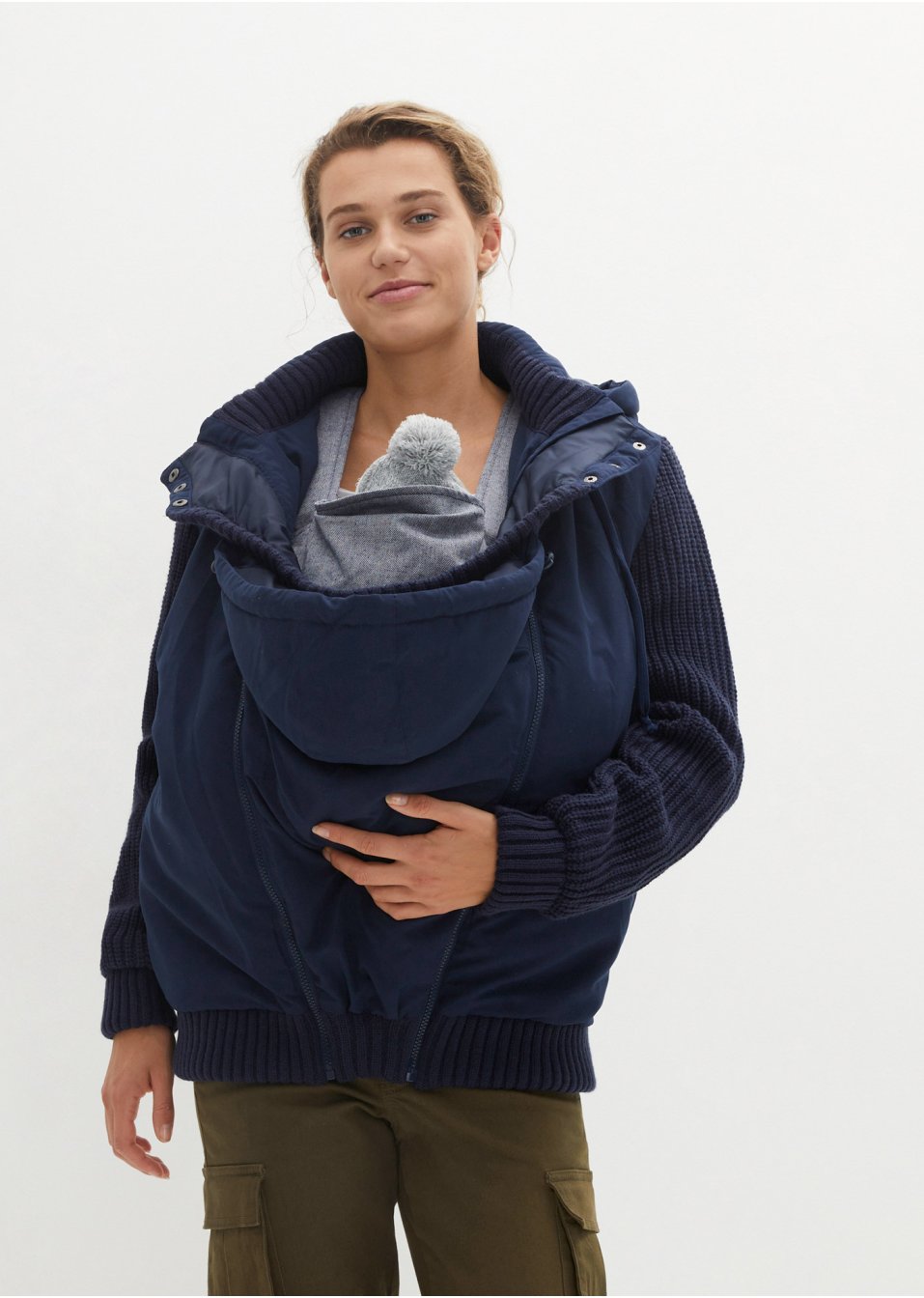 Veste de grossesse/portage avec manches en maille et capuche