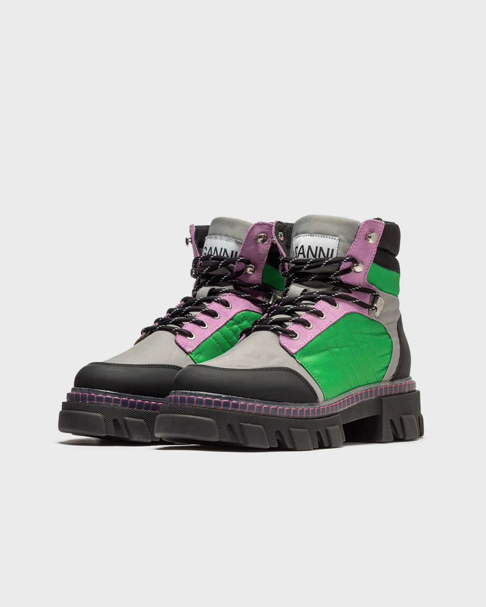 Ganni Cleated Lace Up Hiking Boot