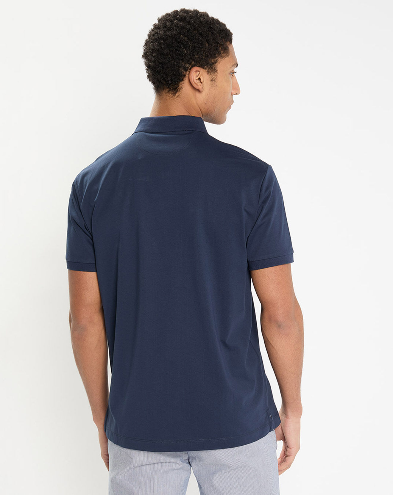 Hackett London Polo en Jersey Regular Fit uni Smart bleu marine