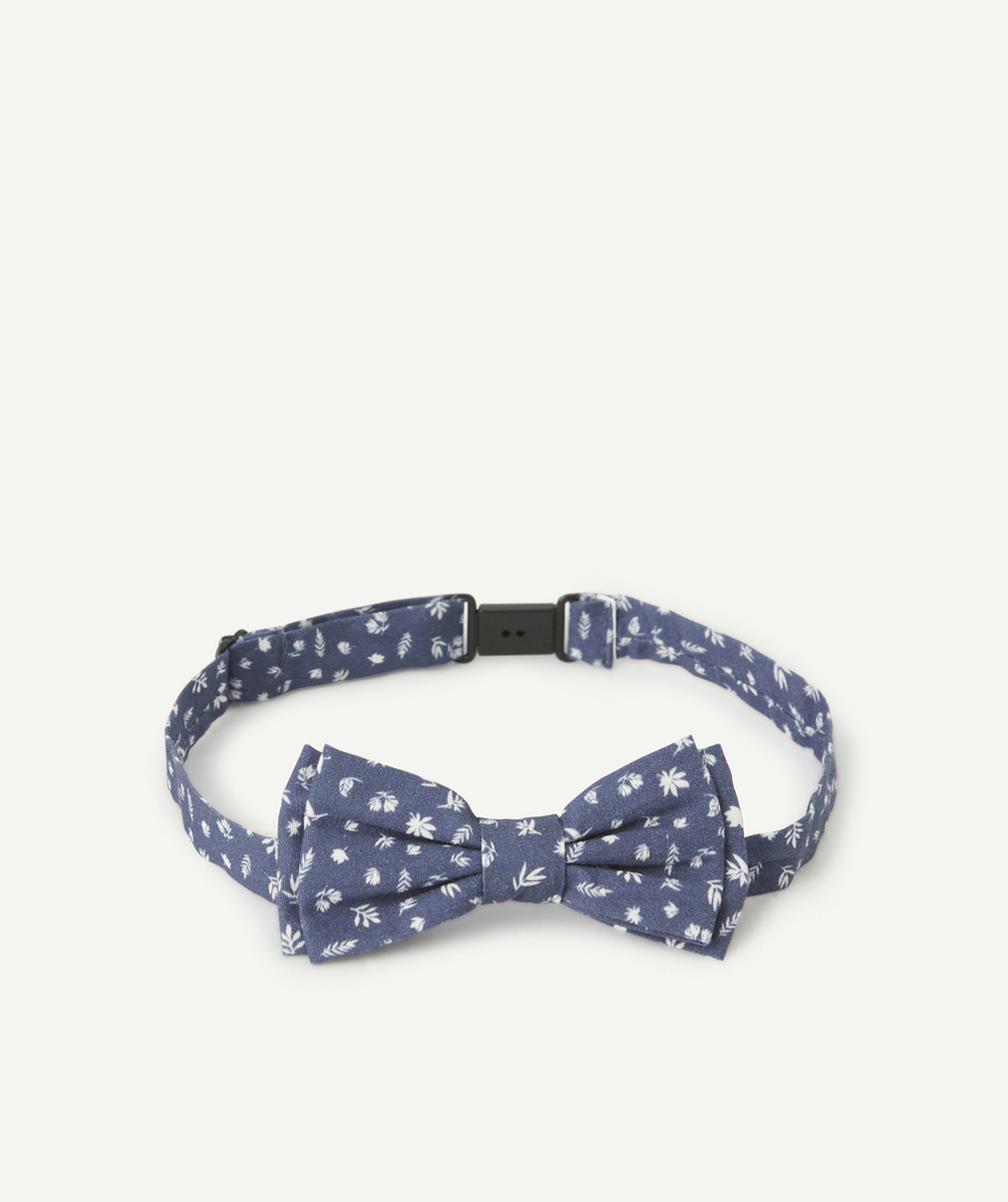 NOEUD PAPILLON GARÇON BLEU MARINE AVEC IMPRIMÉ FEUILLE