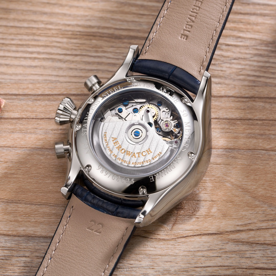 Aerowatch Les Grandes Classiques Automatic Chrono Day-Date Silbrig