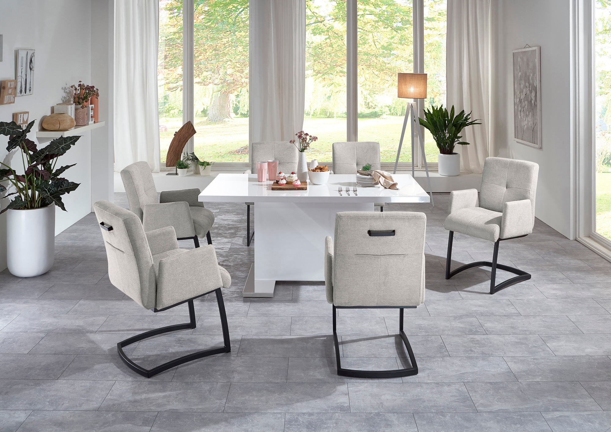 exxpo - sofa fashion Freischwinger »Affogato mit komfortablen Armlehnen« () attraktiven Kreuznaht in der Rückenlehne