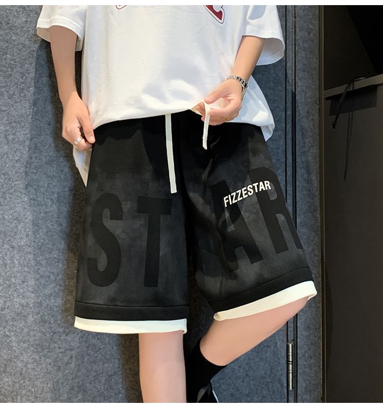 Diphon - Sweatshorts met trekkoord in de taille en tekstprint