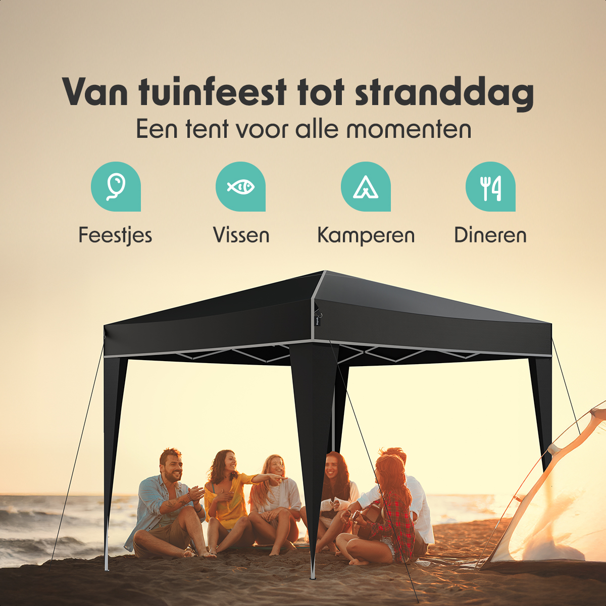 LifeGoods Plus 3x3 m partytent  - Black