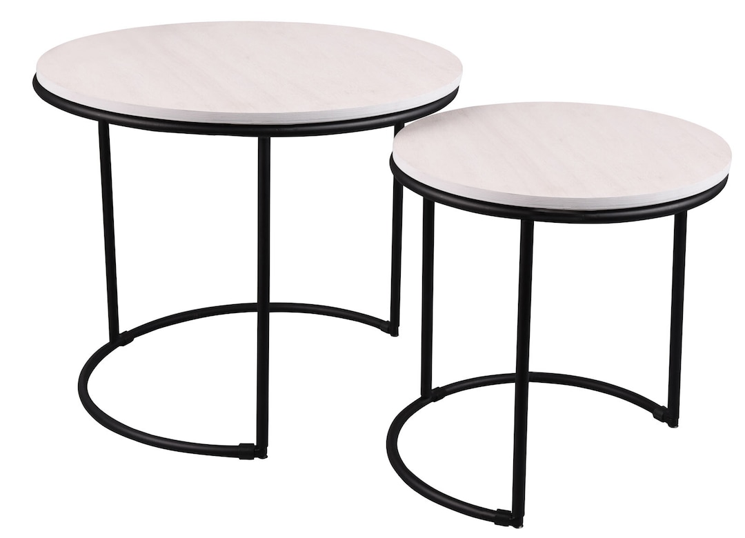 Beistelltisch Doreen 2er Set 43x43/35x35 cm schwarz/weiß