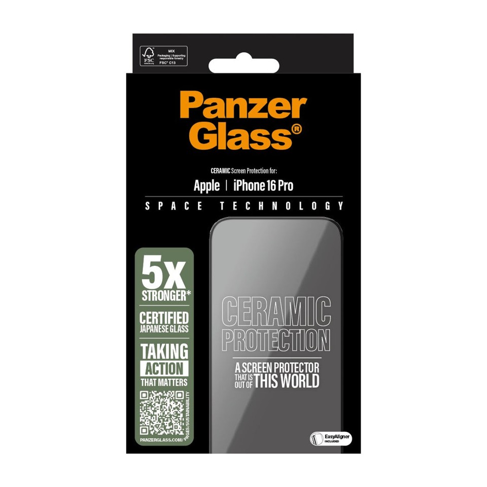 PanzerGlass - Keramisk Skærmbeskyttelse - iPhone 16 Pro - Ultra Wide Fit