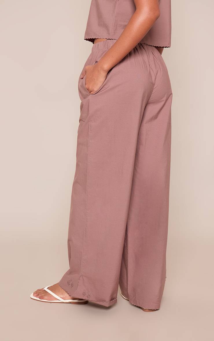 Marron Ensemble Coordonné Pantalon À Détails Brodés