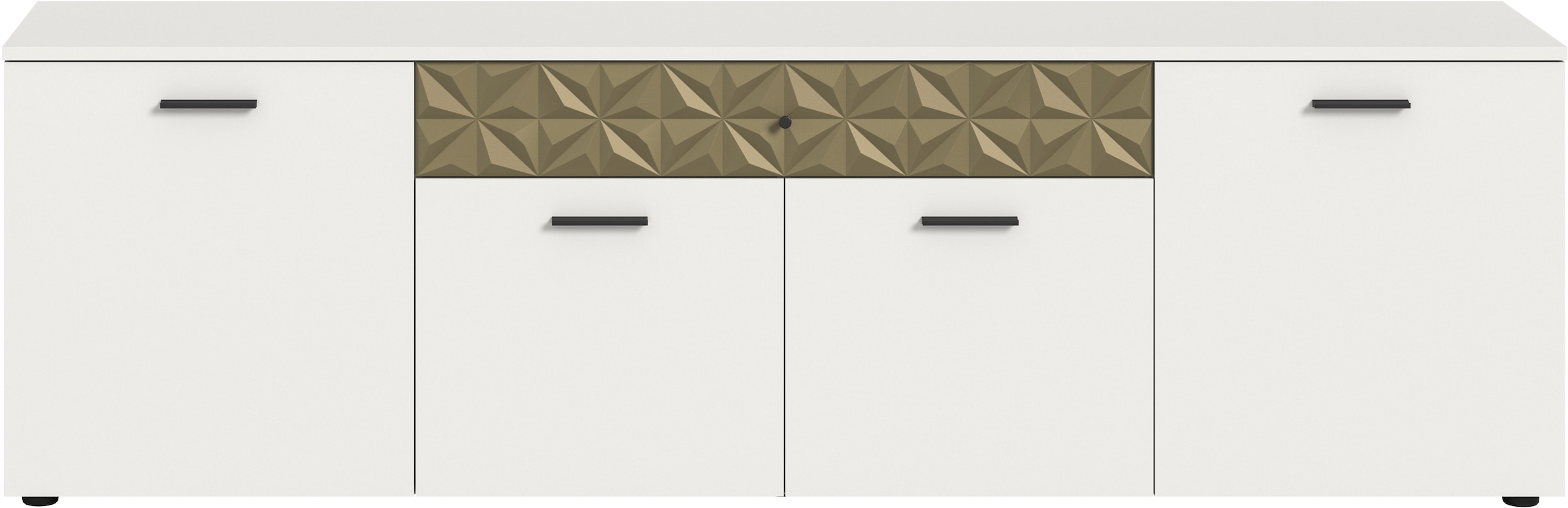 INOSIGN Lowboard »Vicenza, Breite 190cm, Ornamentabsetzung, 4 Türen, 1 Schubkasten« 8 Fächer, Metallgriffe, TV-Schrank, Fernsehschrank, Mediaboard