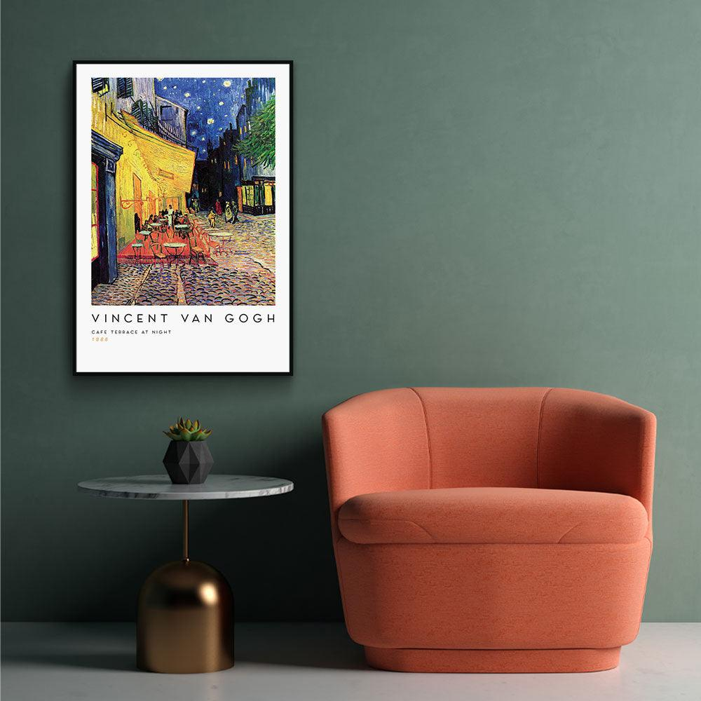 Walljar poster ingelijst - Vincent van Gogh - Caféterras Bij Nacht Poster ingelijst - 40 x 60 cm