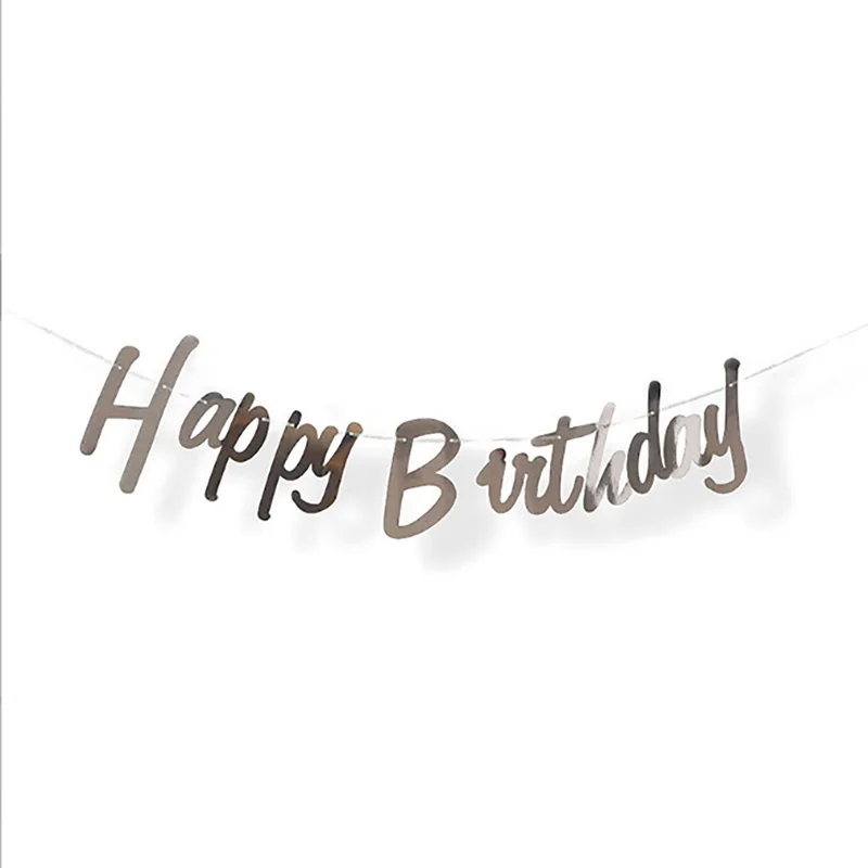 (3er Set) Happy Birthday Girlande Geburtstags Party Deko Accessoire Banner - Silber / Gold / Roségold