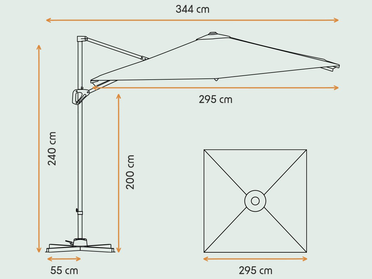 LifeGoods 300x300cm kantelbare parasol met hoes - Taupe