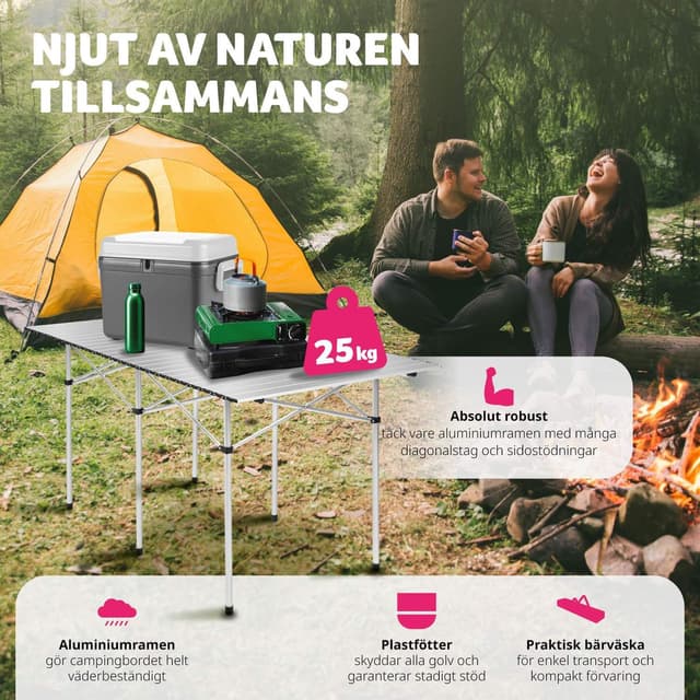 Campingbord Aluminium 140x70x70 cm foldbar