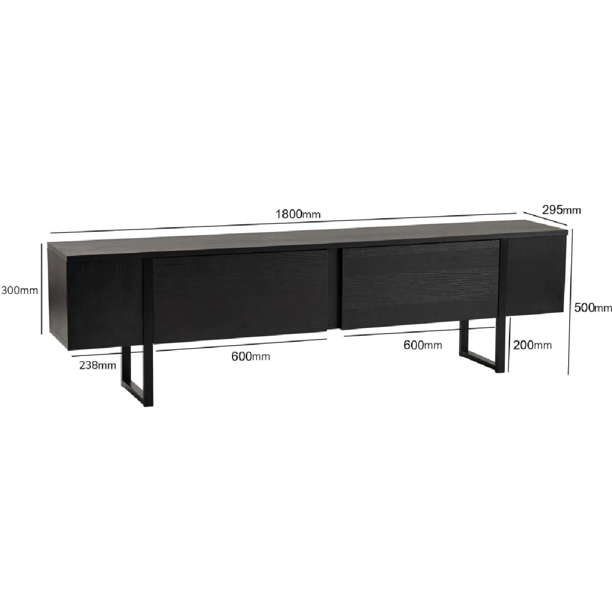 Hanah Home Meuble TV Luxe - Noir