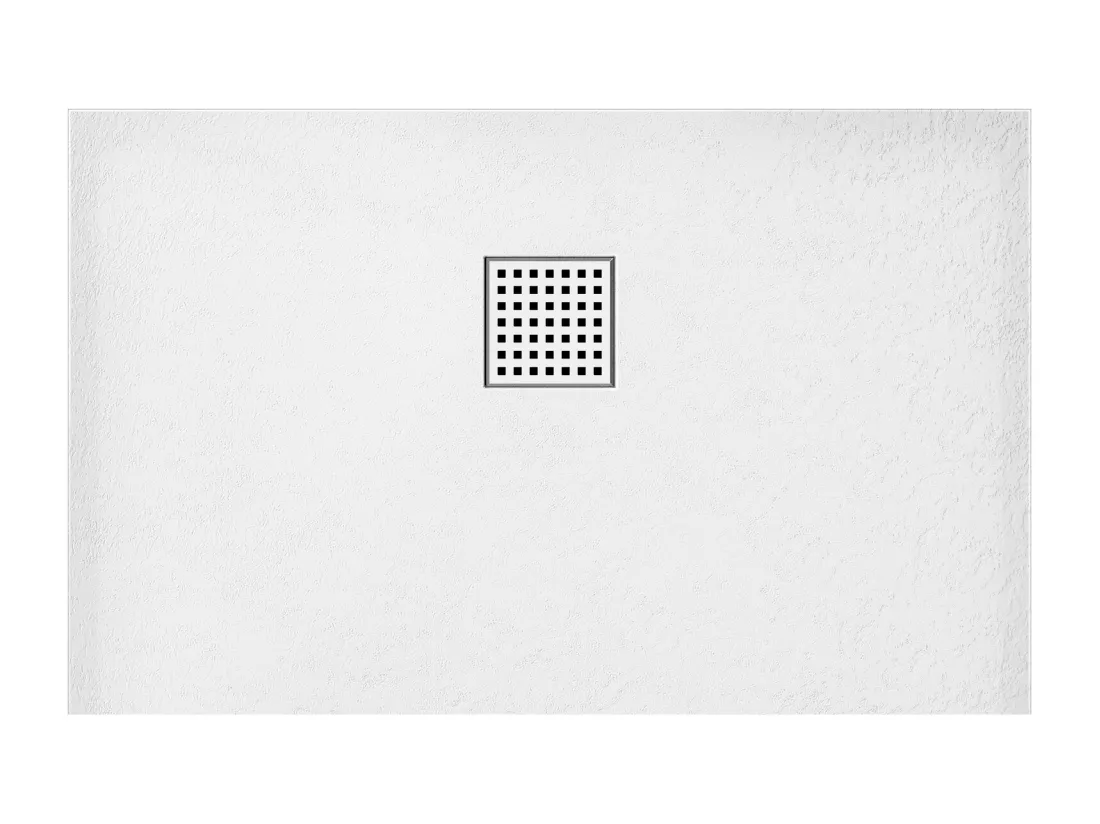 Receveur extra-plat à poser ou à encastrer découpable en résine SMC avec siphon - Blanc - 120 x 90 cm - MIRNOSA