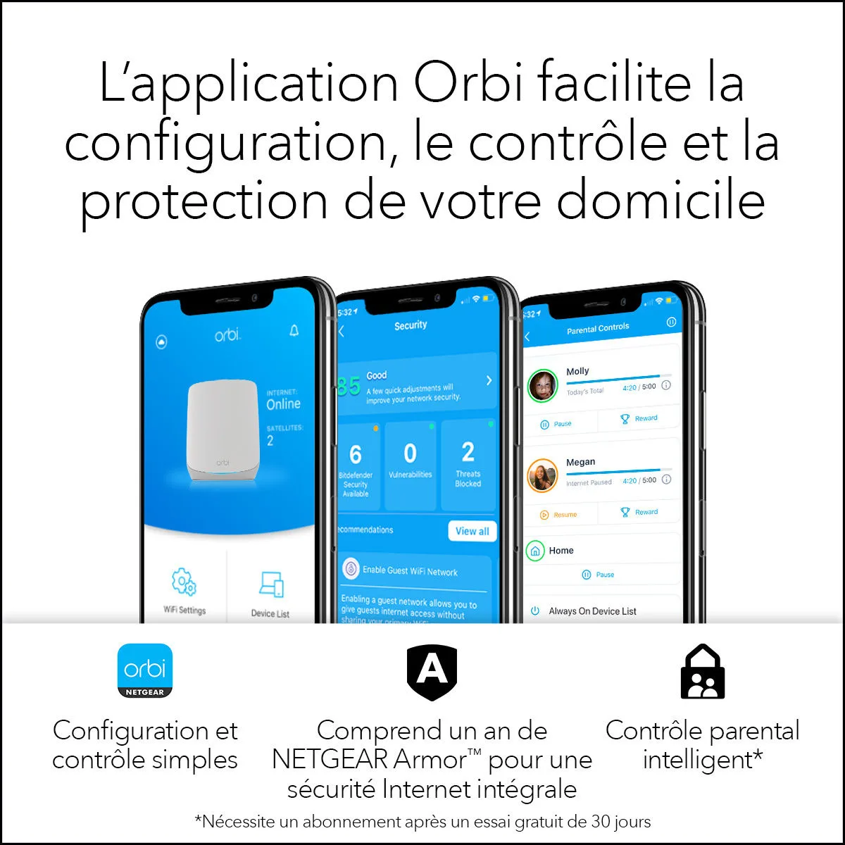 Netgear Orbi RBK763S (1 routeur   2 satellites) Répéteurs WiFi