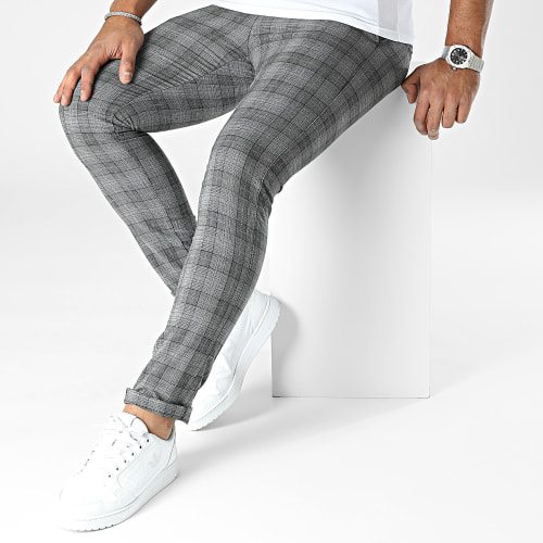 Pantalon A Carreaux Gris