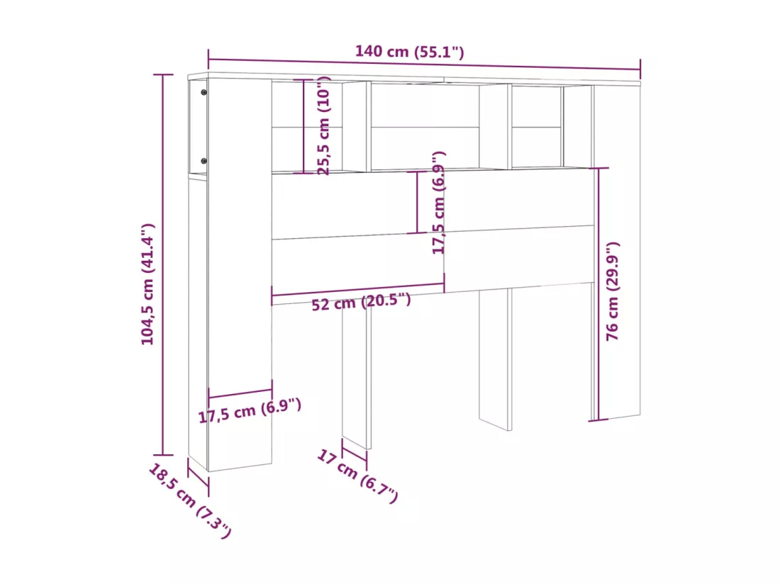 Armoire de tête de lit Blanc 140x18,5x104,5 cm