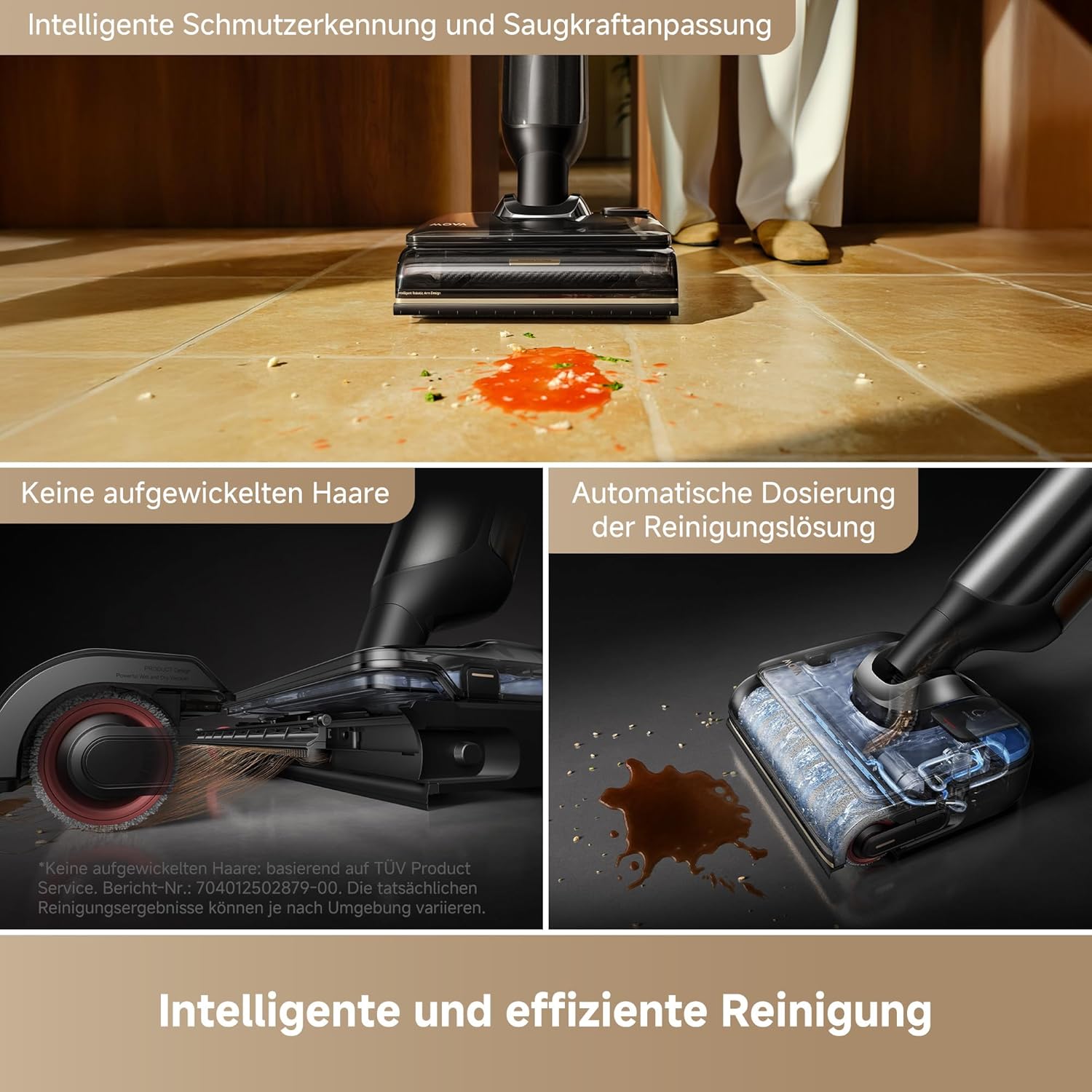 Mova M50 Ultra Nass- und Trockensauger, 22.000Pa, Roboterarm 0 Spalt, klappbarem und Ausziehbarem Griff,Antriebssystem für müheloses Gleiten,100°C Bürstenwäsche, 5min 90°C Trocknung