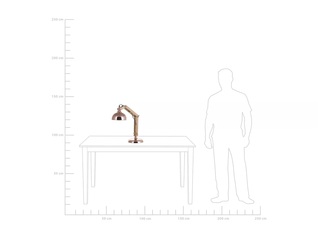 Lampe de bureau SALADO Réglable Bois Cuivré