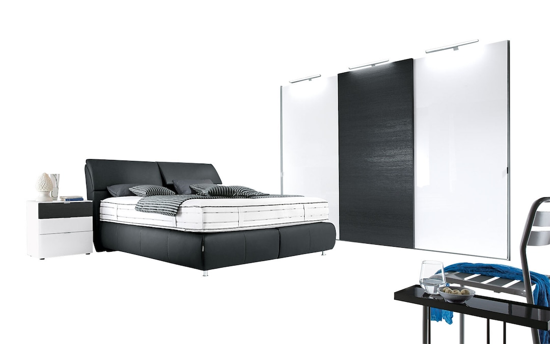 MONDO Polsterbett SUPREME COMFORT 180 x 200 cm Lederbezug schwarz