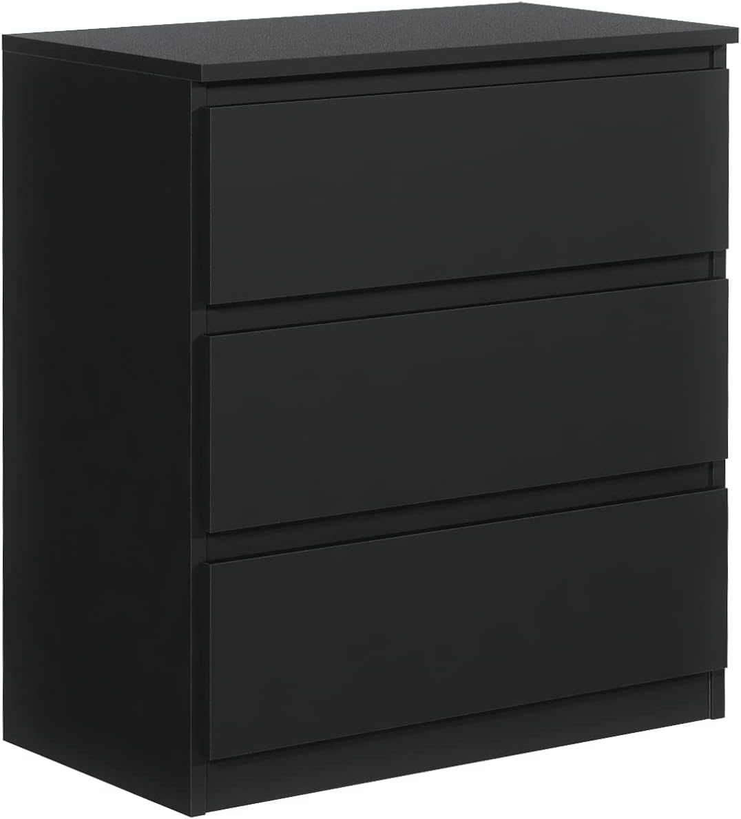 meble masztalerz Kommode Schwarz Matt mit 3 Schubladen 70 cm, Sideboard Wohnzimmer, Kommode Schlafzimmer H: 78,5 cm, B: 70 cm, T: 39 cm Kommode mit Schubladen, Schubladenschrank