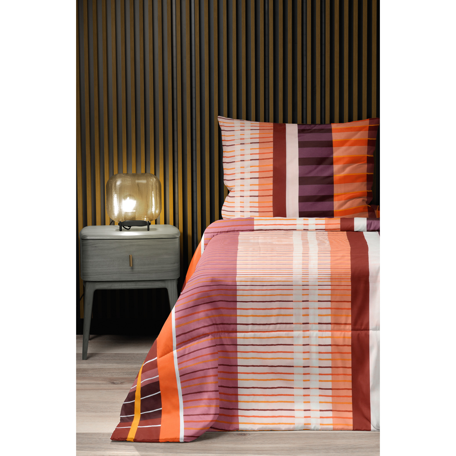 Bettwäsche Streifenmuster orange 50x70 Kissenbezug
