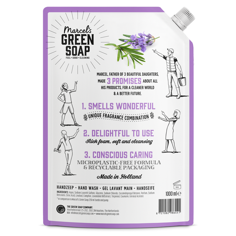 Marcel’s Green Soap Handzeep lavendel & rozemarijn Navulverpakking (1000 ml)