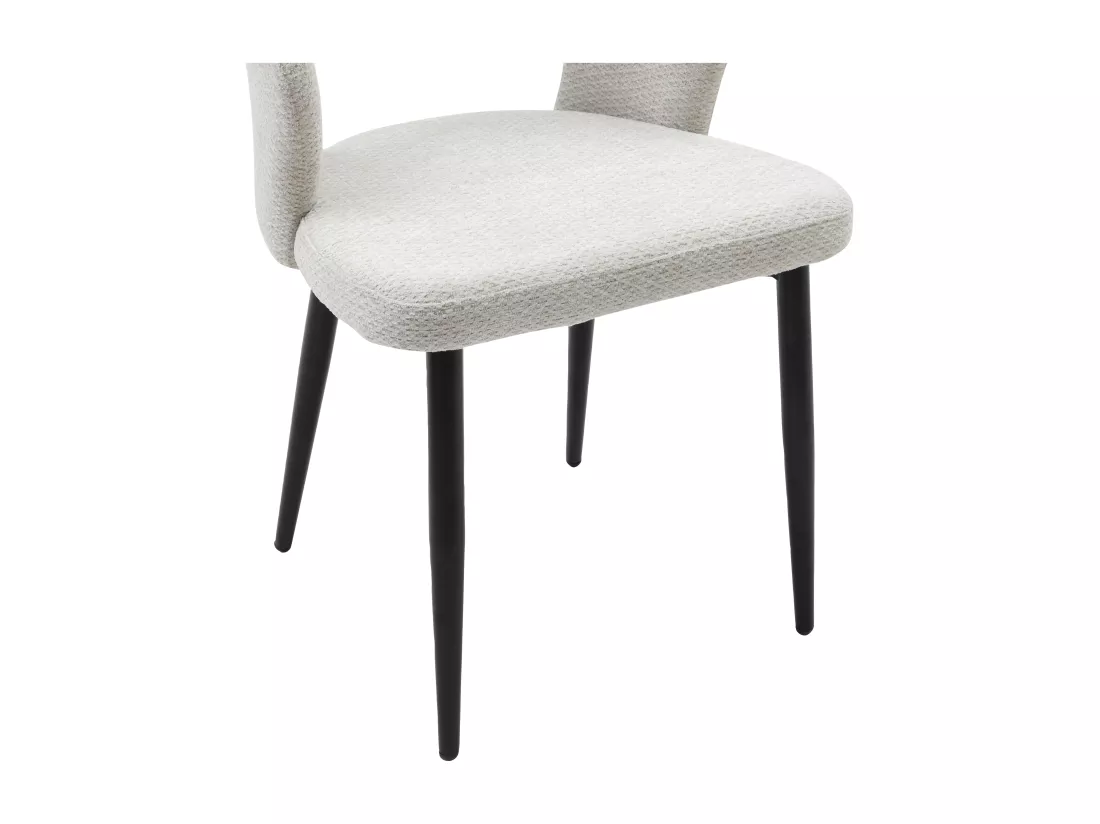 Lot de 6 chaises en tissu et métal noir - Gris - NIYAMA