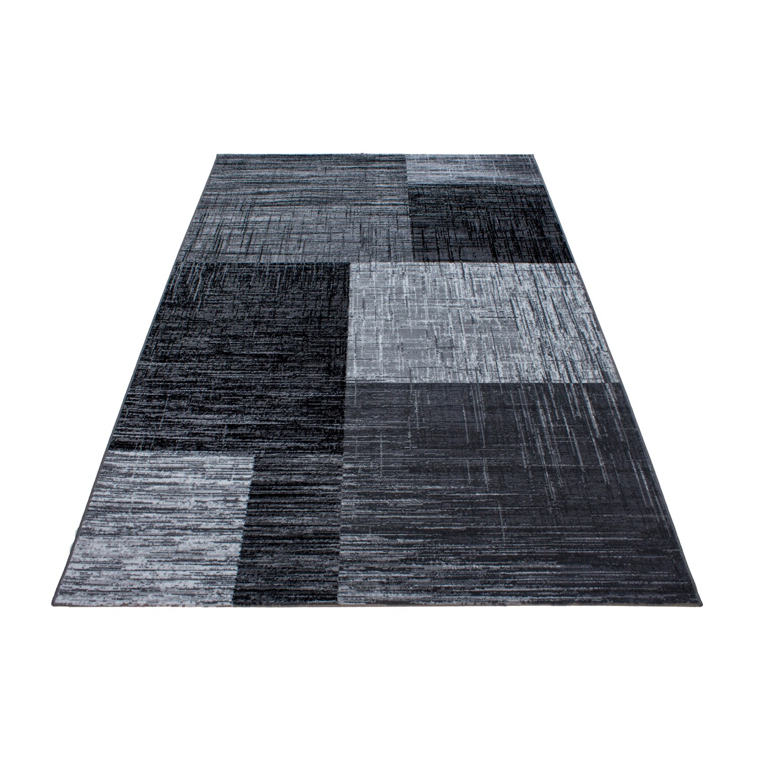 Teppich Designer Modern Wohnzimmer Kariert Design Meliert Türkis Schwarz