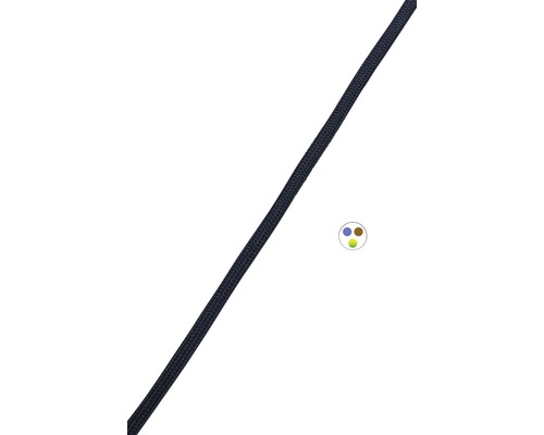 Textielkabel H03VV-F 3x0,75 zwart, verkocht per meter