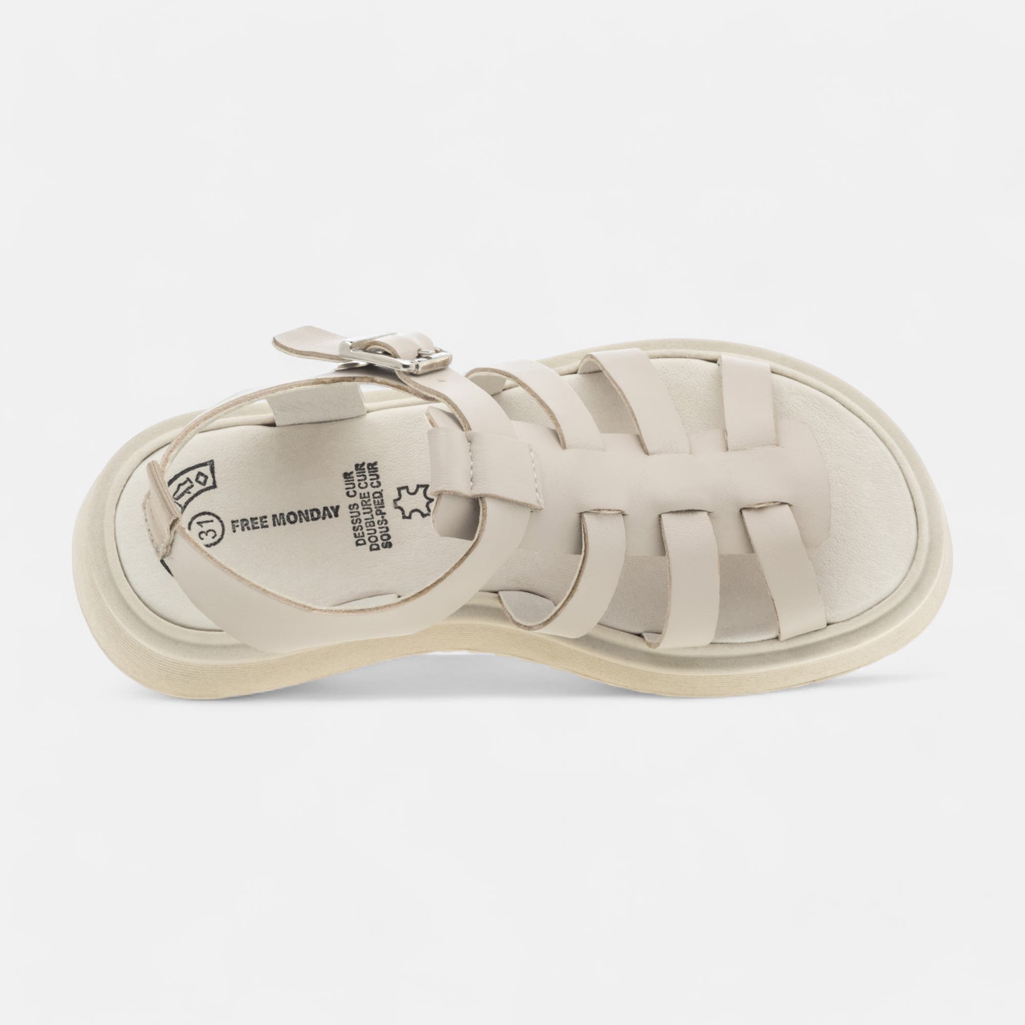 Sandales Fille en cuir beige