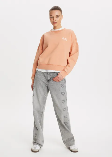 Sweater met print new york rood (PEACH)