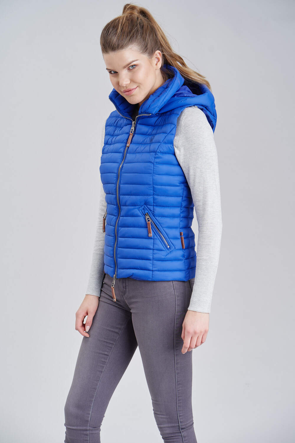 NAVAHOO Damen Designer Steppweste ärmellose Weste mit Kapuze Shadaa