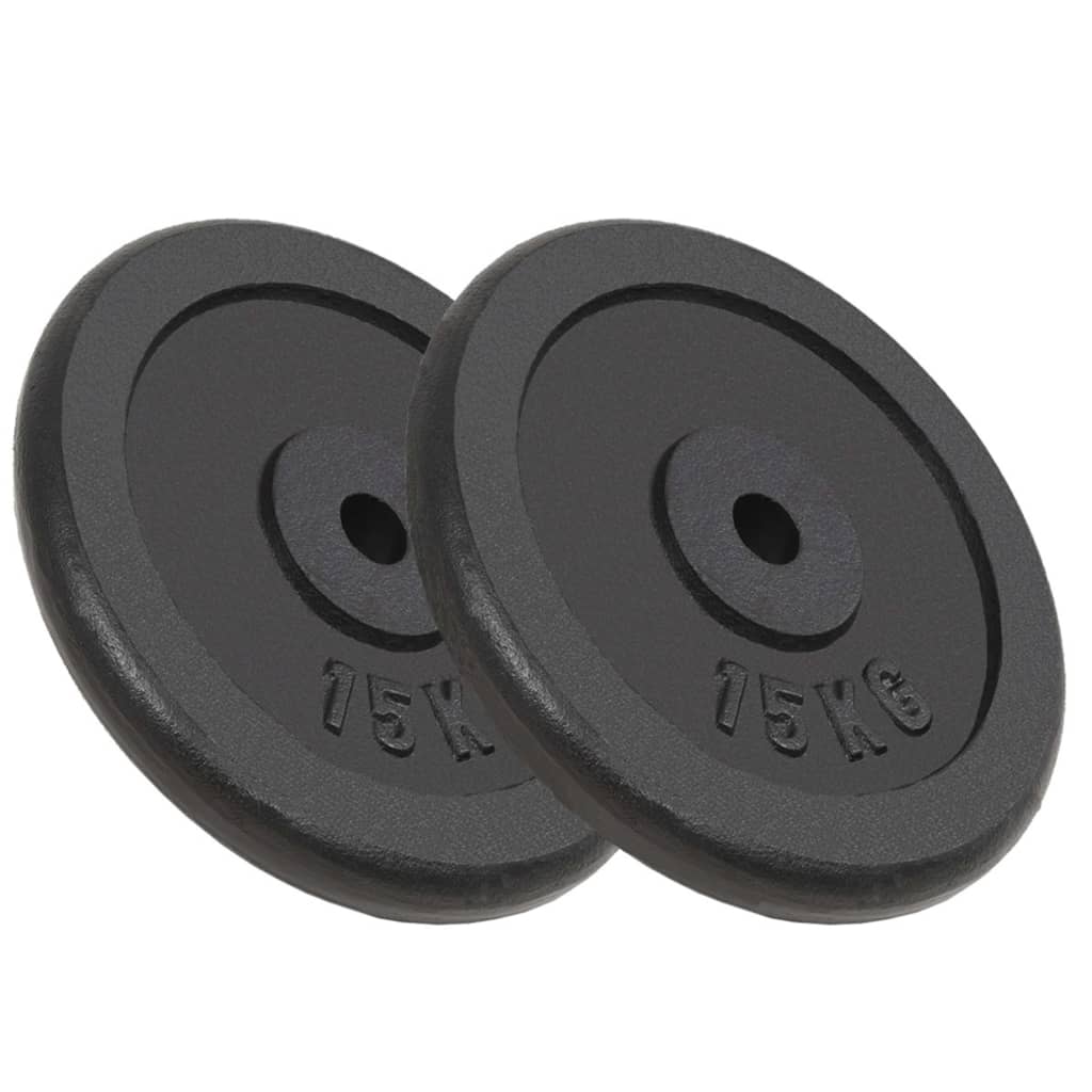 Discos De Pesas De Hierro Fundido Vidaxl 2 Unidades 2x15 Kg