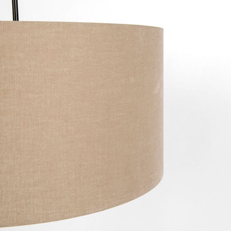 Landelijke hanglamp zwart met beige kap 50cm - Combi