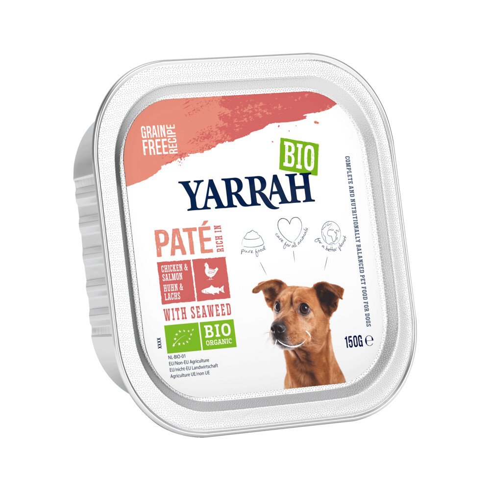 12x Yarrah Bio Hondenvoer Paté Kip & Zalm150 gr