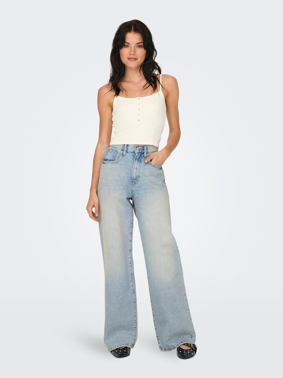 ONLHOPE Hohe Taille Weiter Beinschnitt Jeans Light Blue Denim