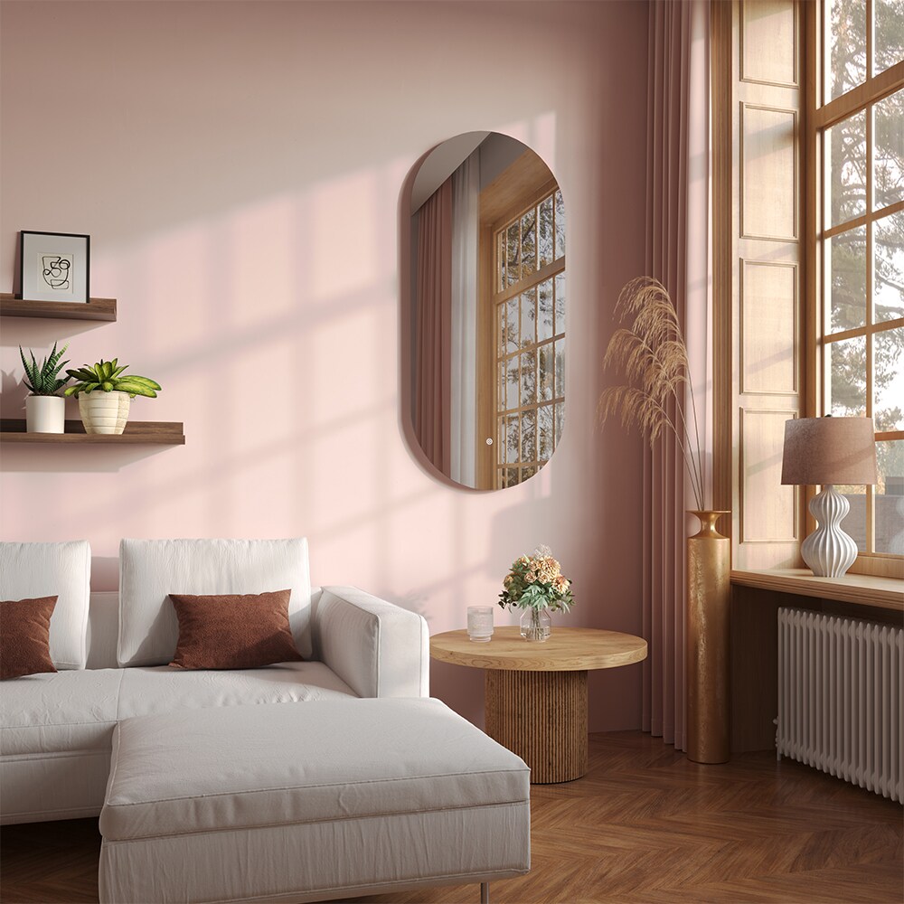 Vicco LED-Spiegel 110 x 50 cm, Wandspiegel zum Aufhängen, oval modern rahmenlos