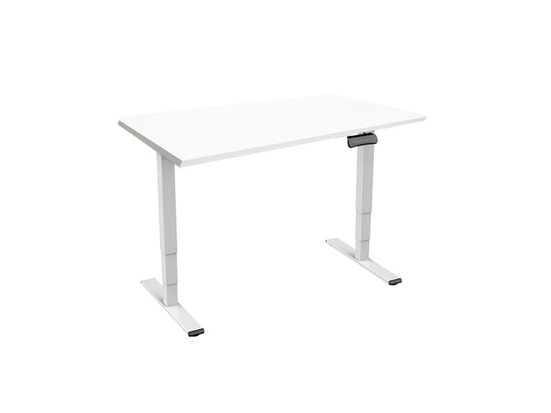 Contini RAL 9016 1.6 x 0.8 m Weiss mit Weisser Tischplatte Abwechslungsreiches Arbeiten im Stehen und Sitzen