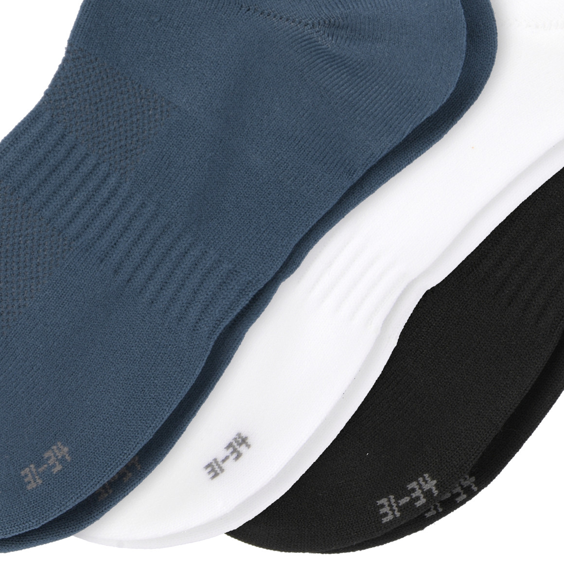 Beatwear 3 Paar Kinder Sneaker-Socken im Set schwarz / weiss / dunkelblau