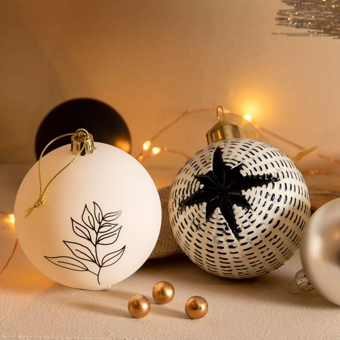 Lot de 12 boules de Noël (D80 mm) en verre Styl Blanc