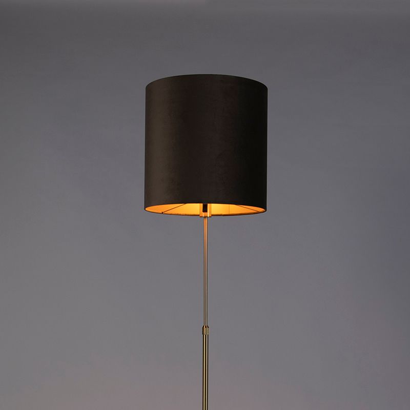 Vloerlamp goud/messing met velours kap taupe 40/40 cm - Parte