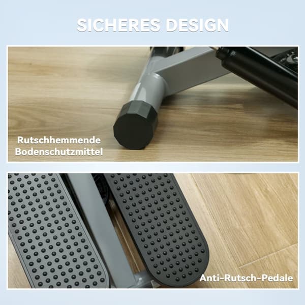2 i 1 mini stepper for hjemmet med krafttau, opp-ned sving-stepper med LCD-skjerm, stepper hjemmetrener opptil 100 kg for bein-/armtrening, hjemmekont